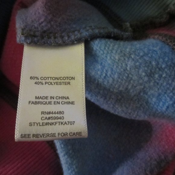 LOVE, FIRE Girl's Sweatshirt Hoodie Size M Tie Dye Fleece Blue Pink Torn Look - Picture 8 of 9
